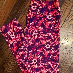 LULAROE OS pink tie dye leggings